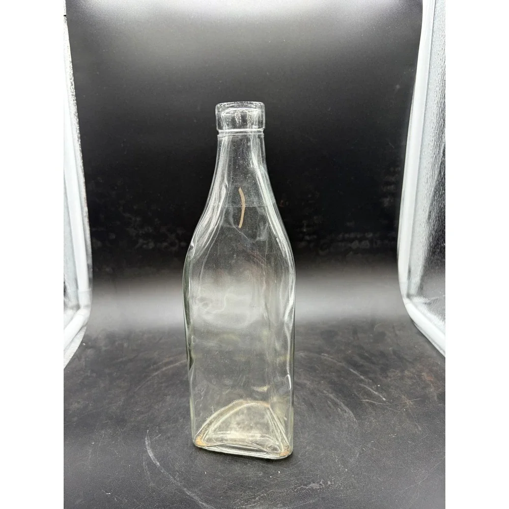 Vintage‎ Triangular Clear Glass Bottle Bud Vase Decanter 9 Inch Tall